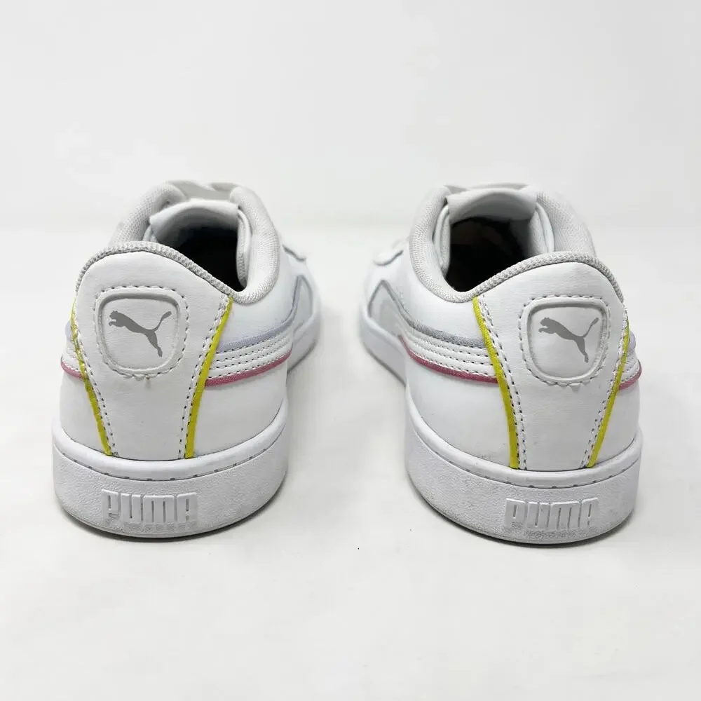 [PUMA] White Vikky V2 Leather Lace Up Casual Sneakers Soft Foam Comfortable Sz 8